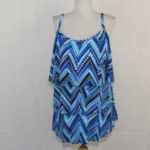 NWT St John's Bay Multi-ruffle Tankini Top 24W F223